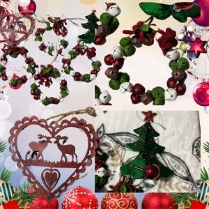 Holiday Christmas Bells Wreath Ornaments and Moose & Tree Ornaments